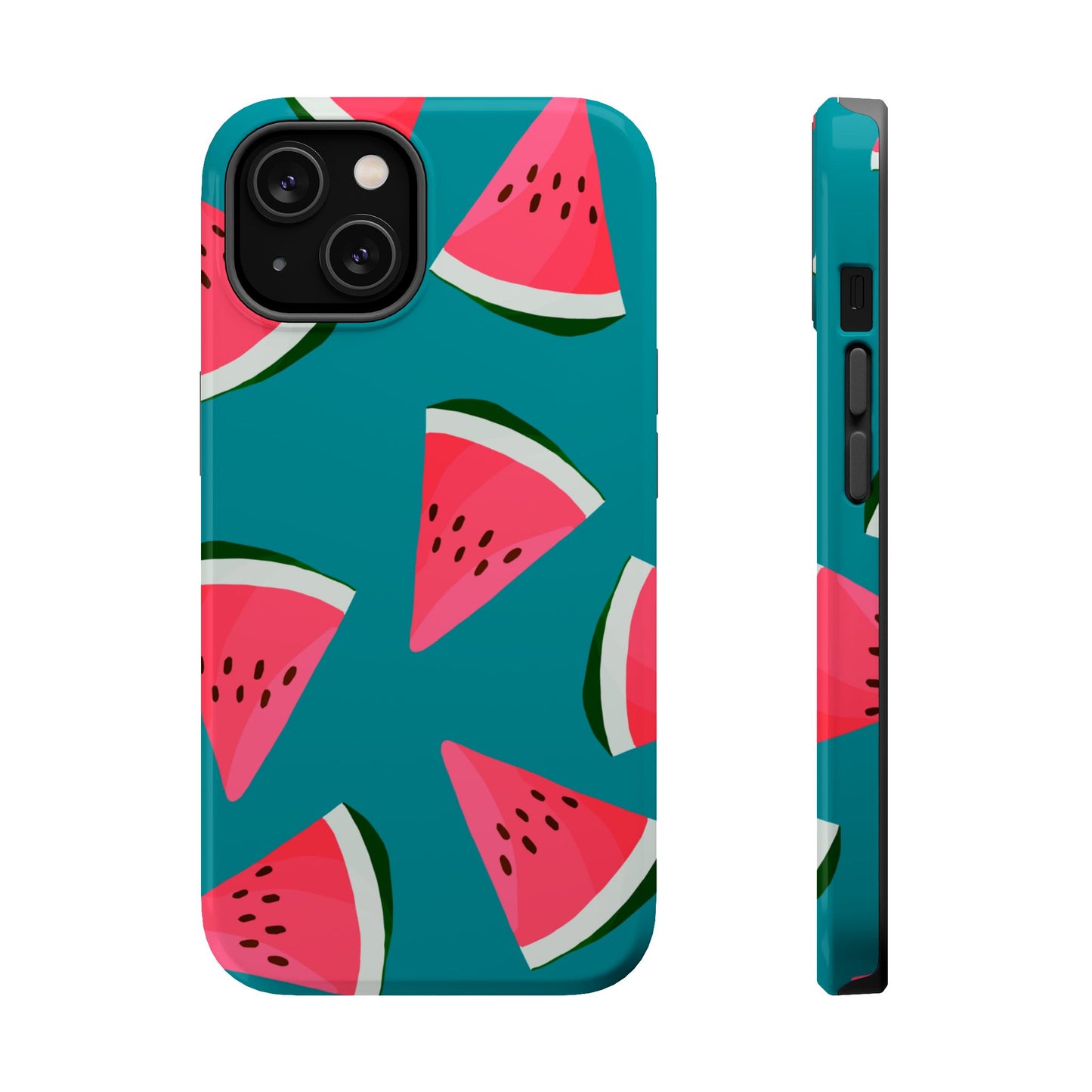 Watermelon Bliss MagSafe iPhone Case – Vibrant Summer Fruit Design on Teal Background