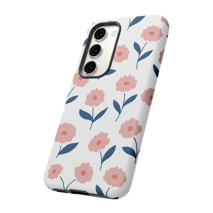 Playful Pink Floral Tough Samsung Galaxy Case – Soft Pastel Design, Slim & Shockproof - BOGO Cases