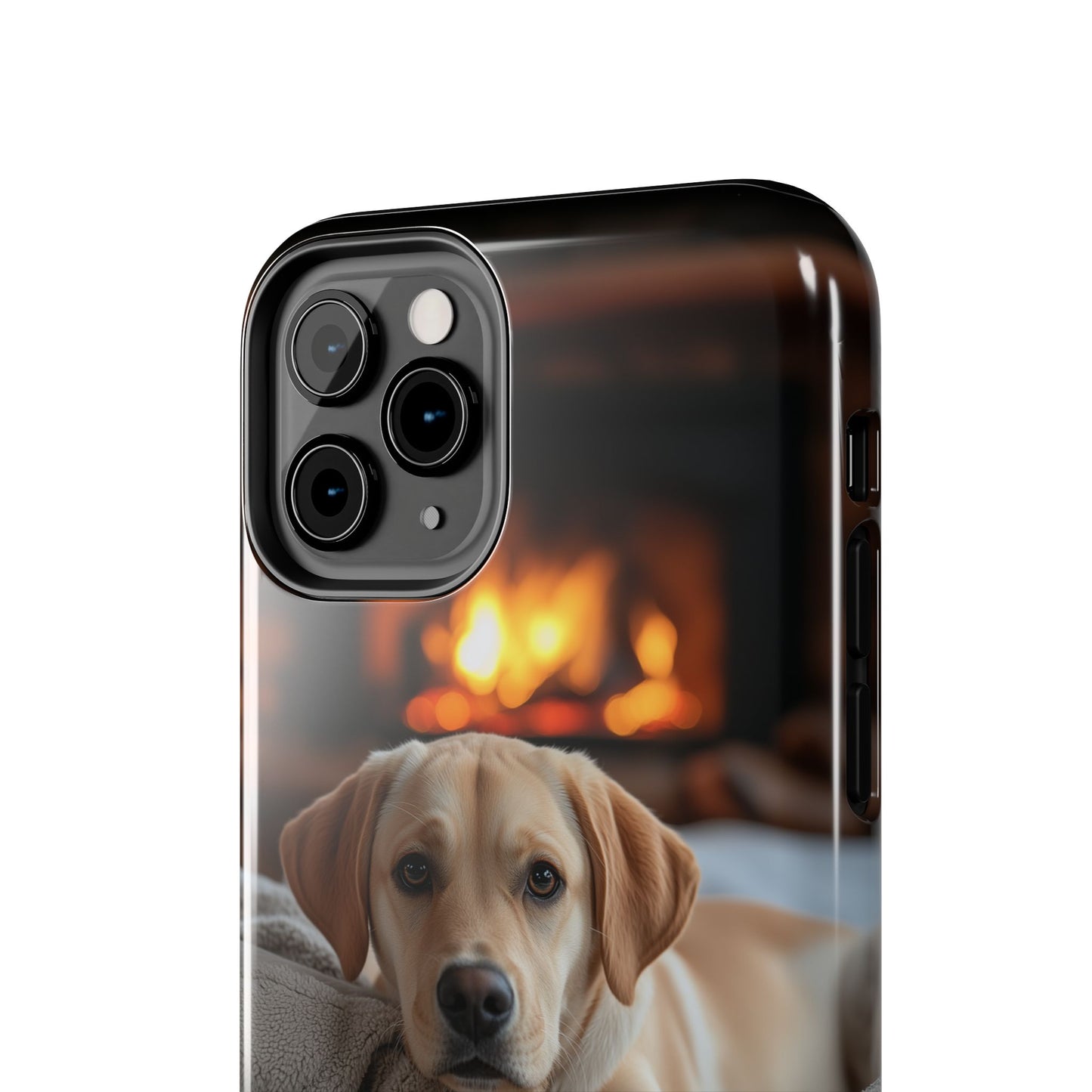 Cozy Golden Retriever by the Fireplace - iPhone Series Case