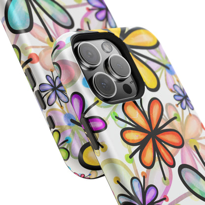 Retro Floral Pop MagSafe iPhone Case – Ultra-Slim Design, High-Gloss Finish