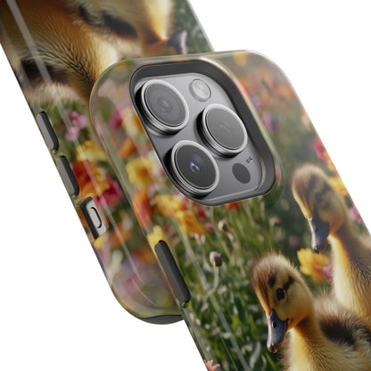 Charming Ducklings in Floral Garden - MagSafe iPhone Case