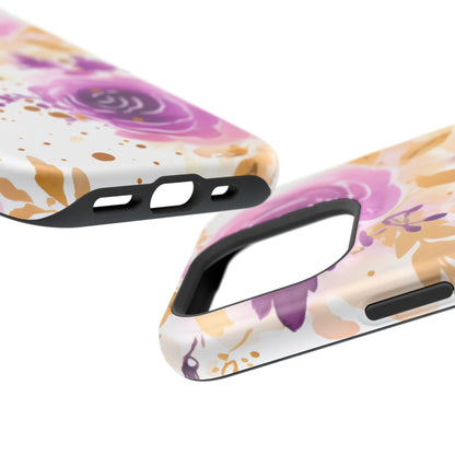 Soft Purple & Gold Floral Splash - MagSafe iPhone Series Case