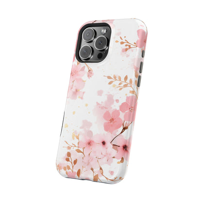 Soft Pink Cherry Blossom MagSafe Case – Floral Elegance with Wireless Charging