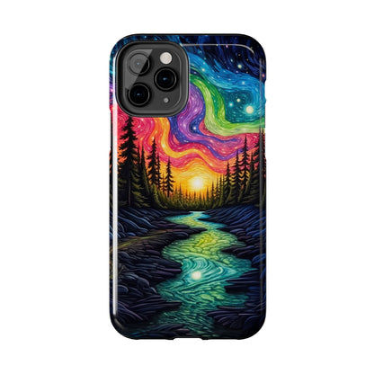 Celestial Nightscape iPhone Case – Vibrant River and Starry Sky Design