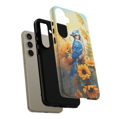 Blue Jay & Sunflowers Phone Case - Perfect Gift for Bird Lovers!