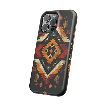 Southwestern Tribal Diamond Tough MagSafe iPhone Case – Bold Geometric Pattern, Dual-Layer Protection