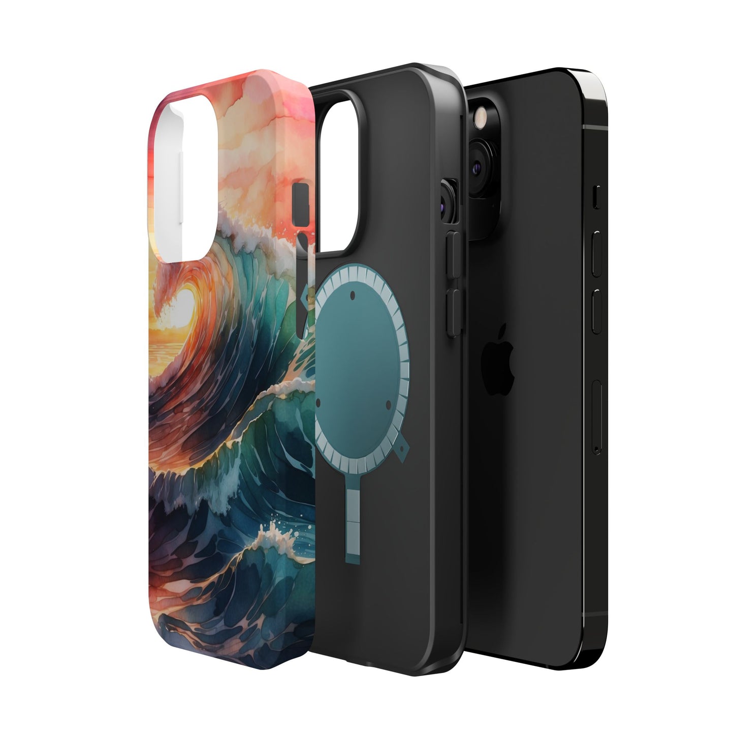 Ocean Sunrise Wave MagSafe iPhone Case – Vibrant Watercolor Wave Design