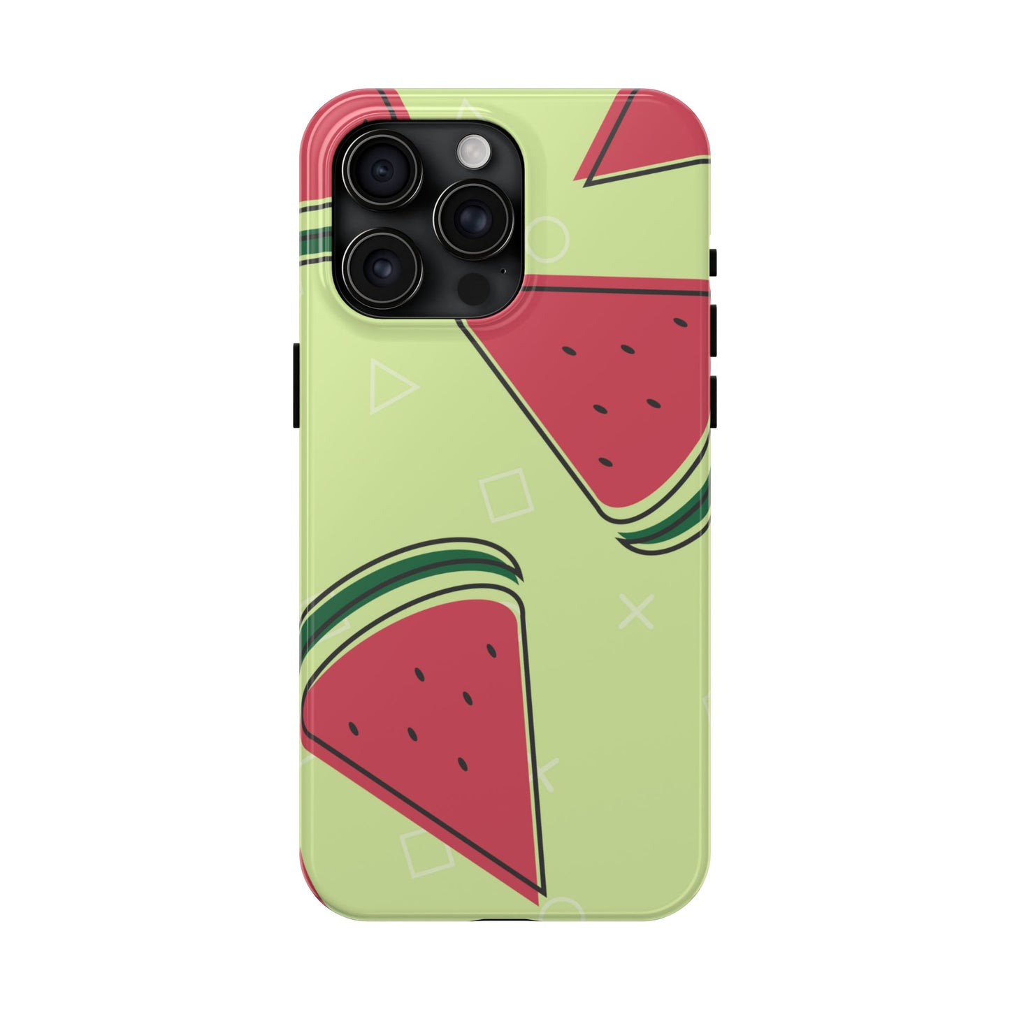 Watermelon Slice iPhone Case – Fresh & Fun Design with Retro Geometric Pattern