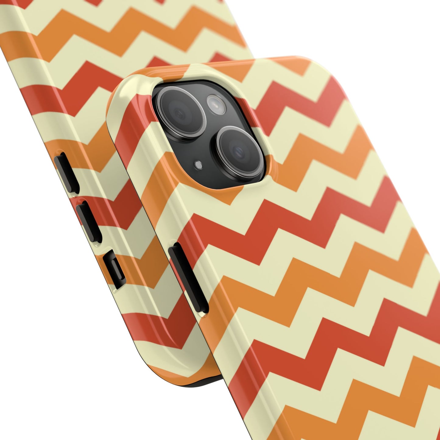 Warm Sunset Chevron – Orange, Red & Cream Geometric iPhone Case