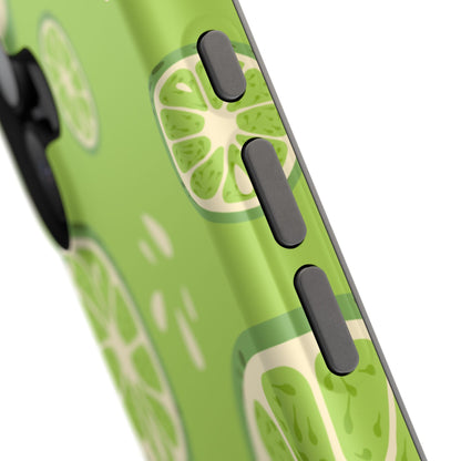 Zesty Lime Splash Tough MagSafe iPhone Case – Fresh Citrus Design, Dual-Layer Protection