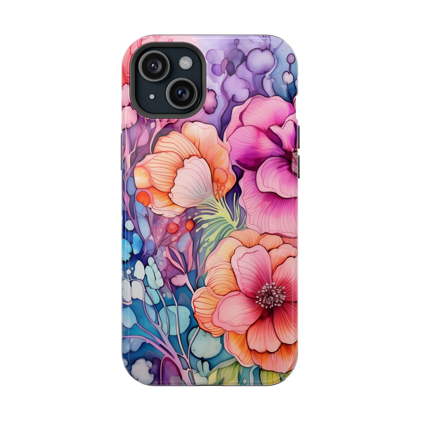 Bright Watercolor Floral Splash MagSafe iPhone Series Case – Bold Artistic Design