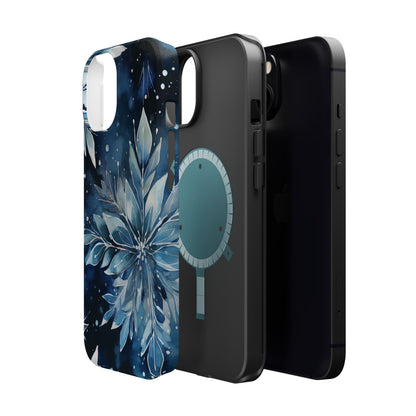 Winter’s Embrace – Blue Snowflake MagSafe iPhone Case