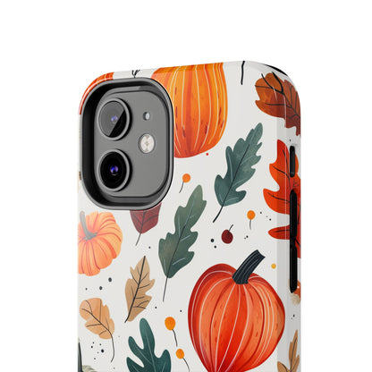 Autumn Harvest iPhone Case - Pumpkin and Fall Leaf Design