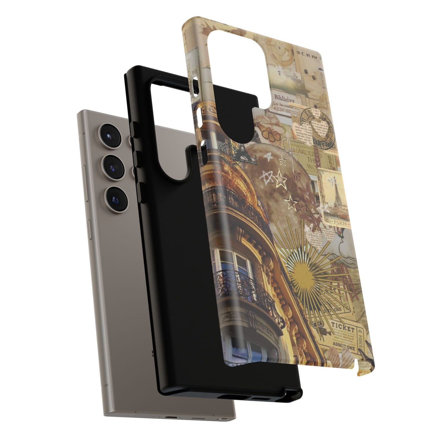 Parisian Dream Collage Samsung Galaxy Case – Dual-Layer Protection with Vintage French Aesthetic