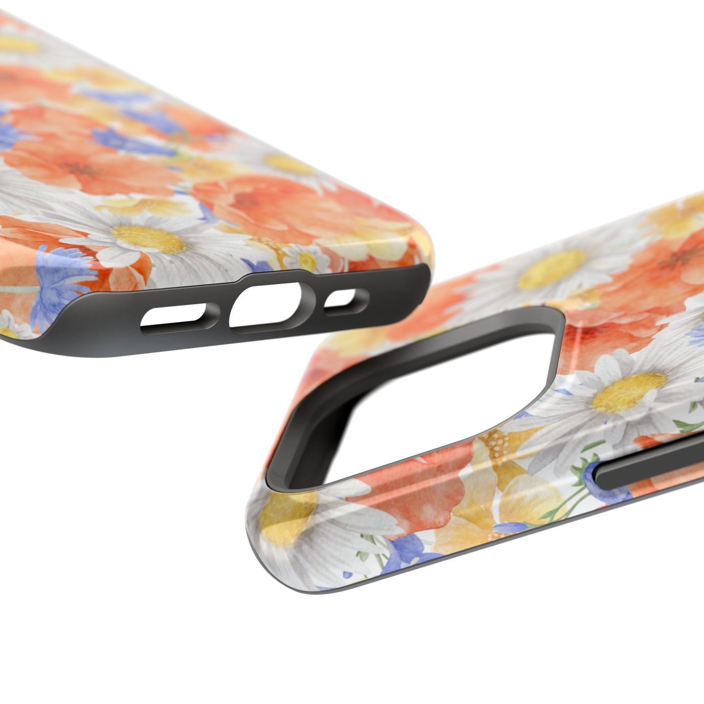 Watercolor Wildflower Pattern MagSafe iPhone Case – Durable Matte Finish with Daisy, Poppy & Cornflower Design