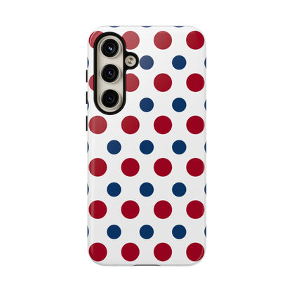 Patriotic Navy, White, and Red Polka Dot Samsung Galaxy Case