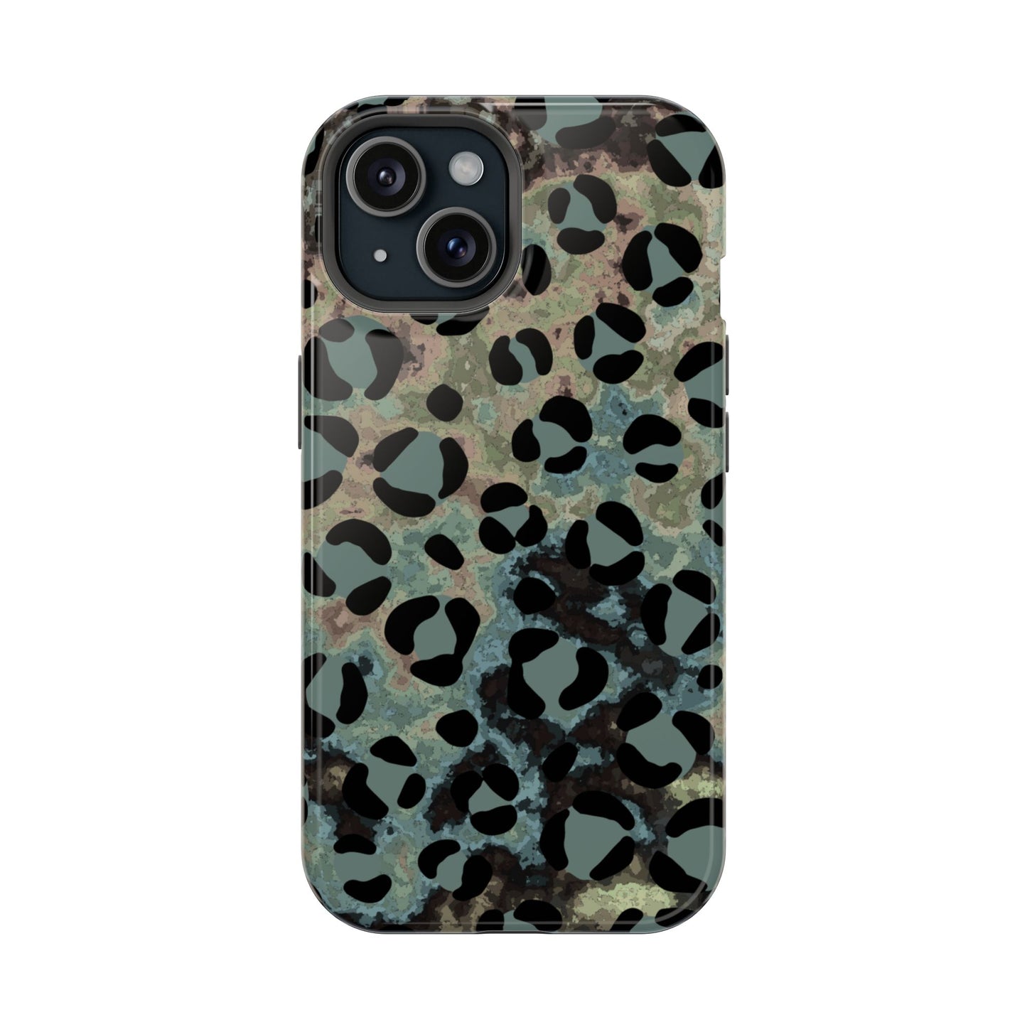 Moody Watercolor Leopard Print Tough MagSafe iPhone Case – Earthy Abstract Pattern with Dual-Layer Protection