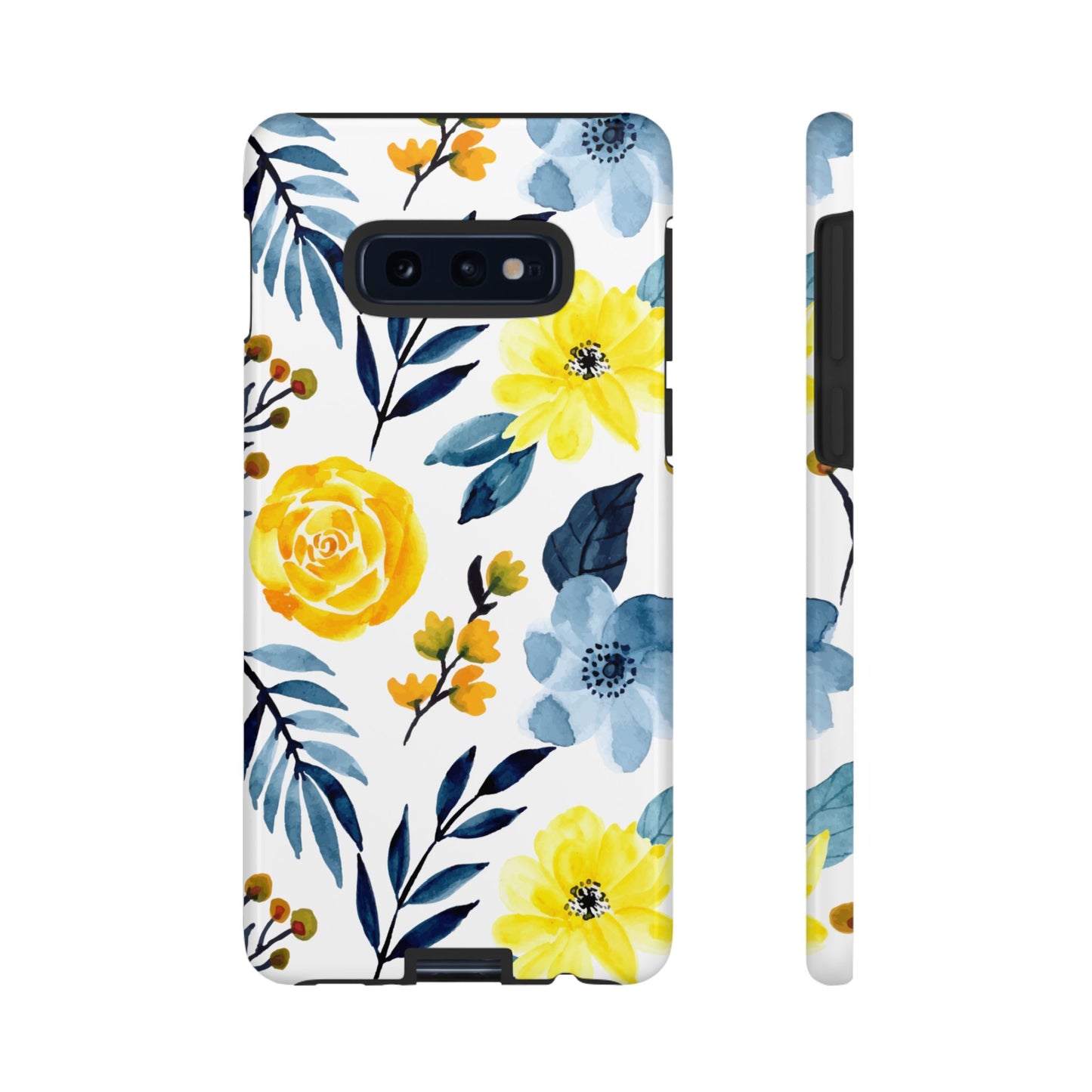 Golden Yellow & Sky Blue Floral – Watercolor Botanical Samsung Galaxy Case