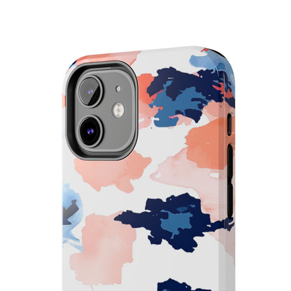 Abstract Coral & Navy Watercolor Design – iPhone Case