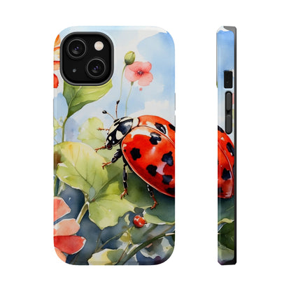 Watercolor Ladybug & Poppy Fields - MagSafe iPhone Case