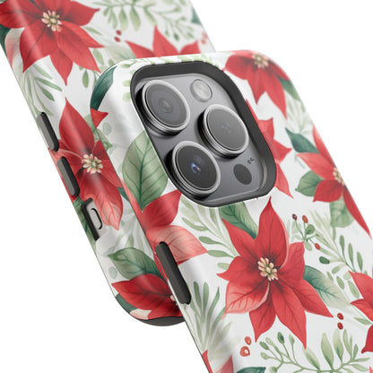 Festive Poinsettia Holiday Pattern – MagSafe iPhone Series Case