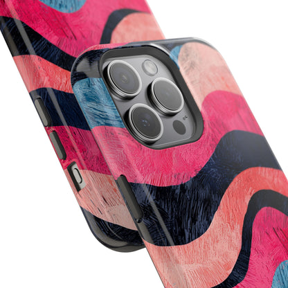 Abstract Wave Pattern MagSafe iPhone Case – Shockproof, Matte Finish, Dual-Layer Protection