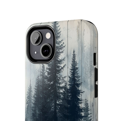 Rustic Pine Forest iPhone Case - Blue Toned Woodland Country Design