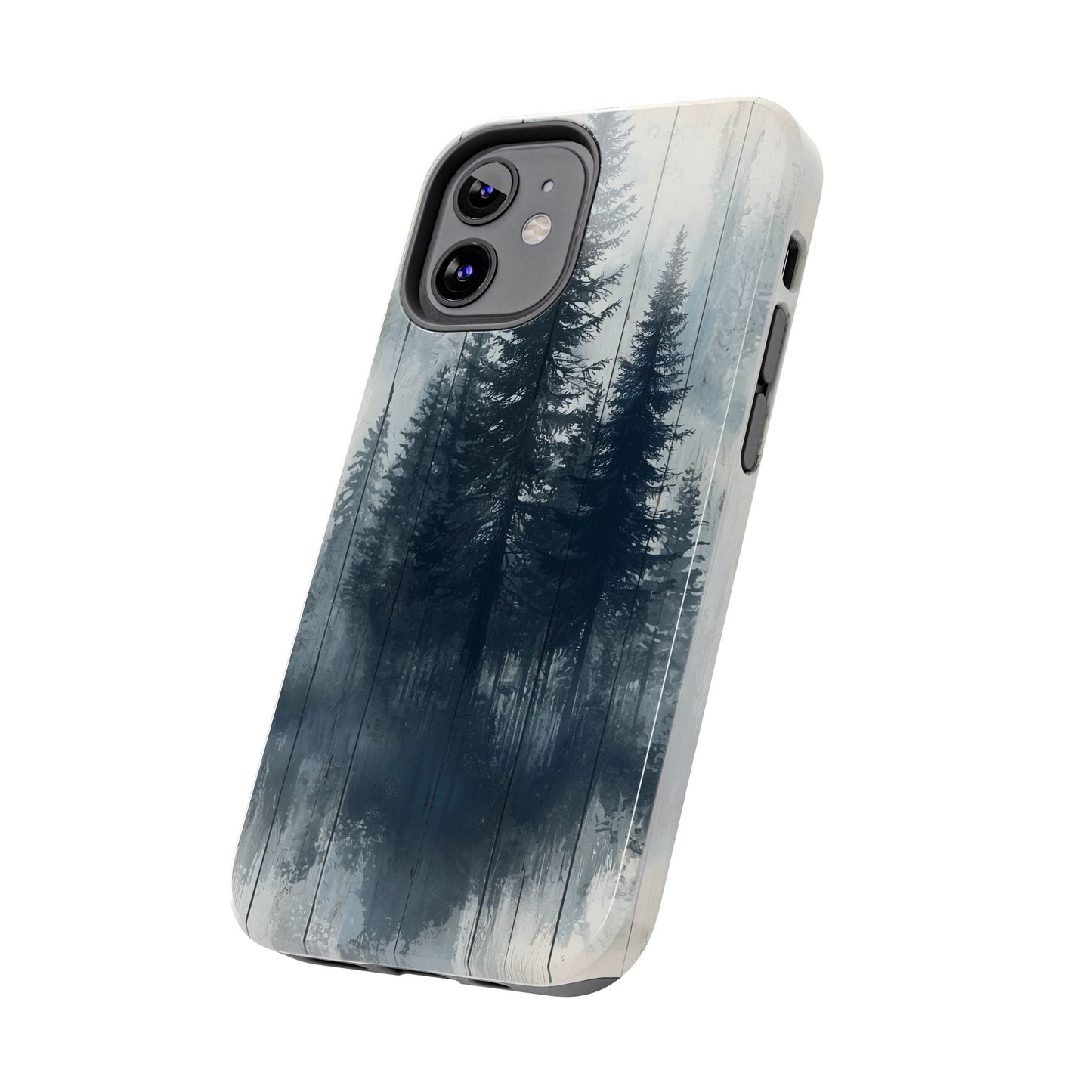 Rustic Pine Forest iPhone Case - Blue Toned Woodland Country Design