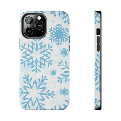 Frosty Blue Snowflakes iPhone Case – Shockproof, Smooth Matte Finish, Dual-Layer Design