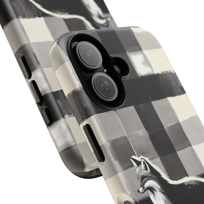 Black White Fox Phone Case - Monochrome Mystique