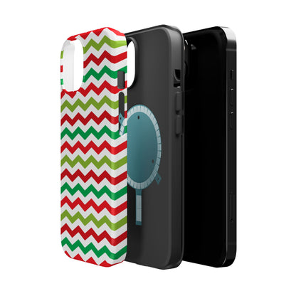 Vibrant Fiesta Chevron – Yellow Green, Green & Red Geometric MagSafe Case