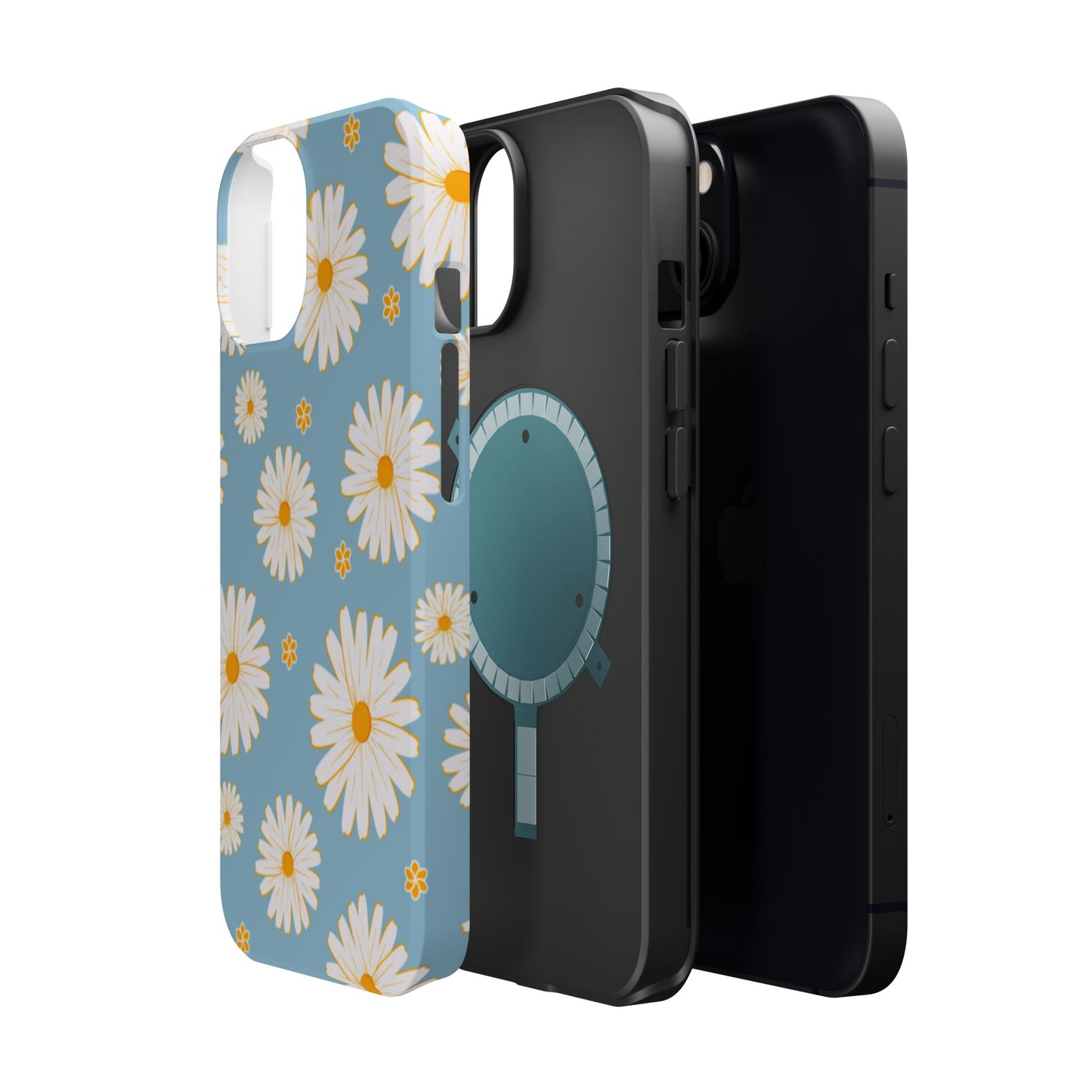 Bright Daisy MagSafe iPhone Case – Light Blue Background, Shockproof and Slim Design