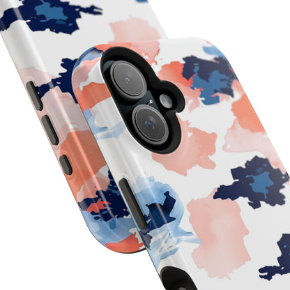 Abstract Coral & Navy Watercolor Design – MagSafe iPhone Case