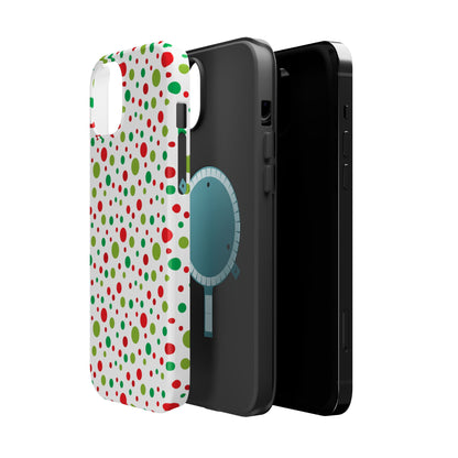 Red & Green Christmas Polka Dots – MagSafe iPhone Case