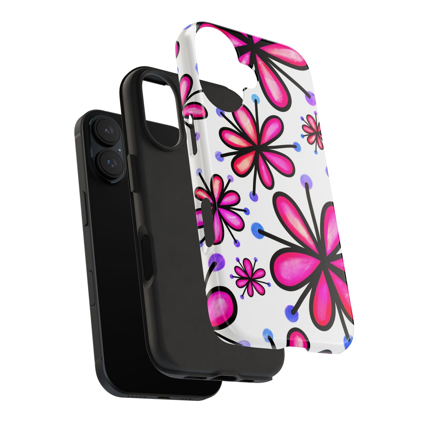 Pink Retro Bloom iPhone Case – Ultra-Slim Design, Glossy Finish