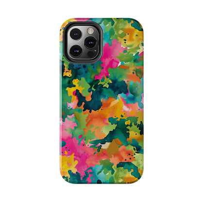 Vibrant Watercolor Splash iPhone Case – Bold Multicolor Artistic Design