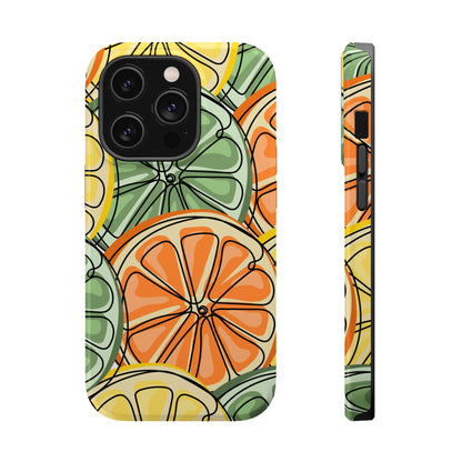 Citrus Zest Tough MagSafe iPhone Case – Bold Lime, Lemon, and Orange Design, Shockproof Protection