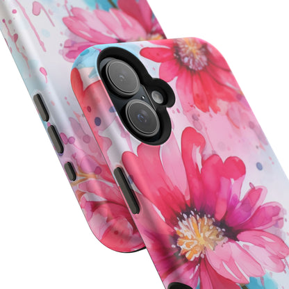 Vibrant Watercolor Red & Pink Floral - MagSafe iPhone Case