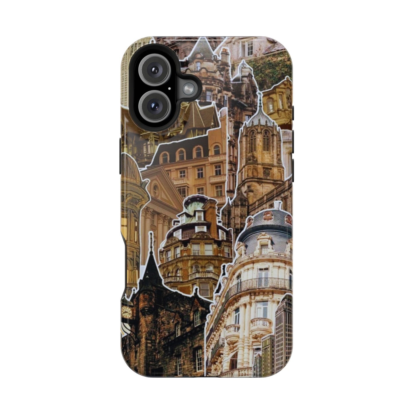 Vintage Architectural Collage MagSafe iPhone Case – Tough Dual-Layer Protection with Matte Finish