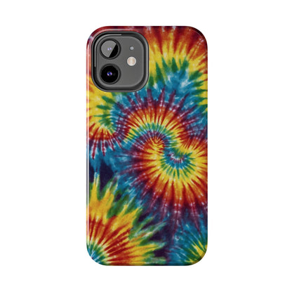 Retro Tie-Dye Swirl iPhone Case – Rainbow Spiral Design