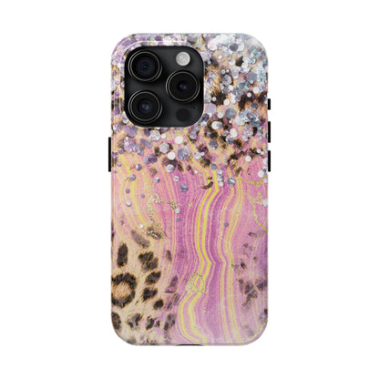 Crystal Glam Leopard - iPhone Series Case with Glitter and Gem Accents