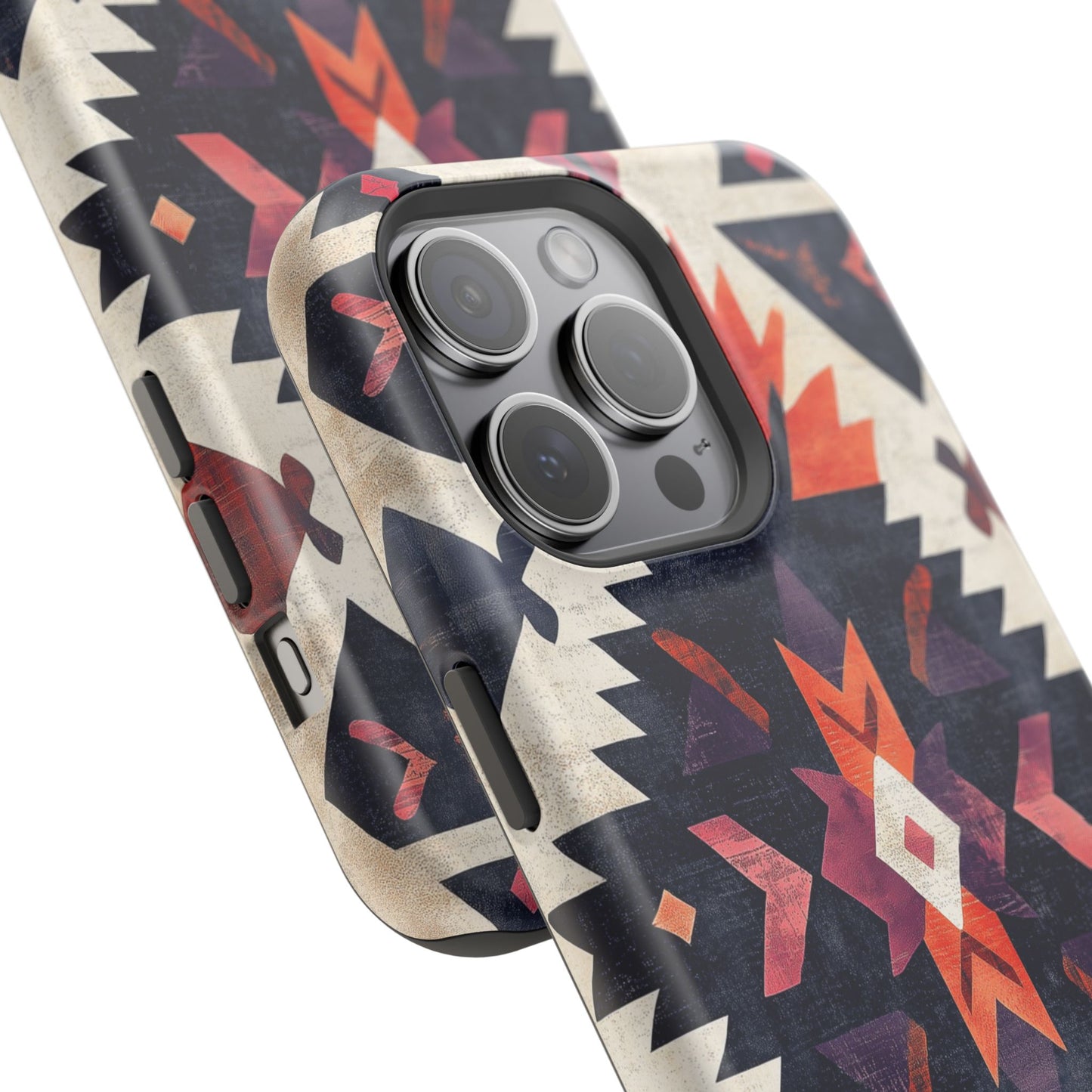 Boho Tribal Starburst Tough MagSafe iPhone Case – Vibrant Geometric Design, Dual-Layer Protection