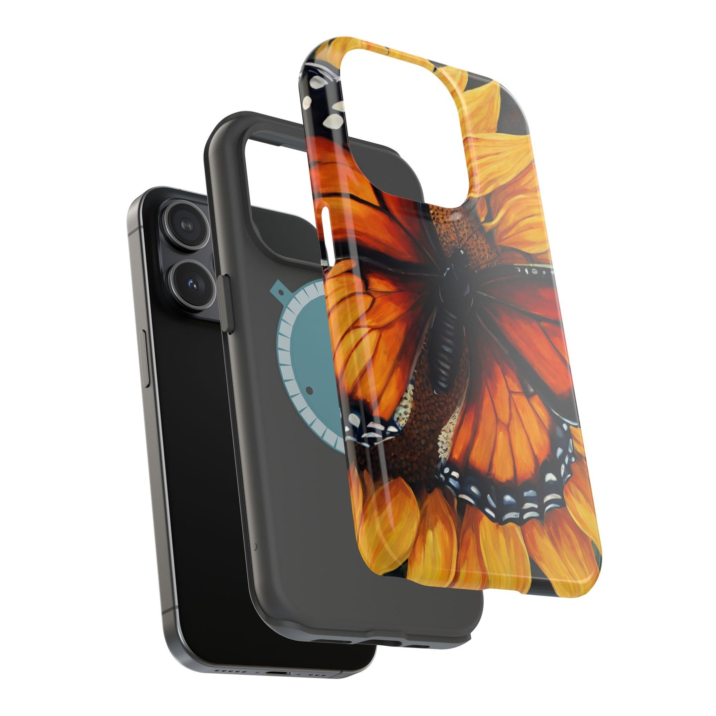 Monarch Butterfly & Sunflower Art – MagSafe iPhone Case