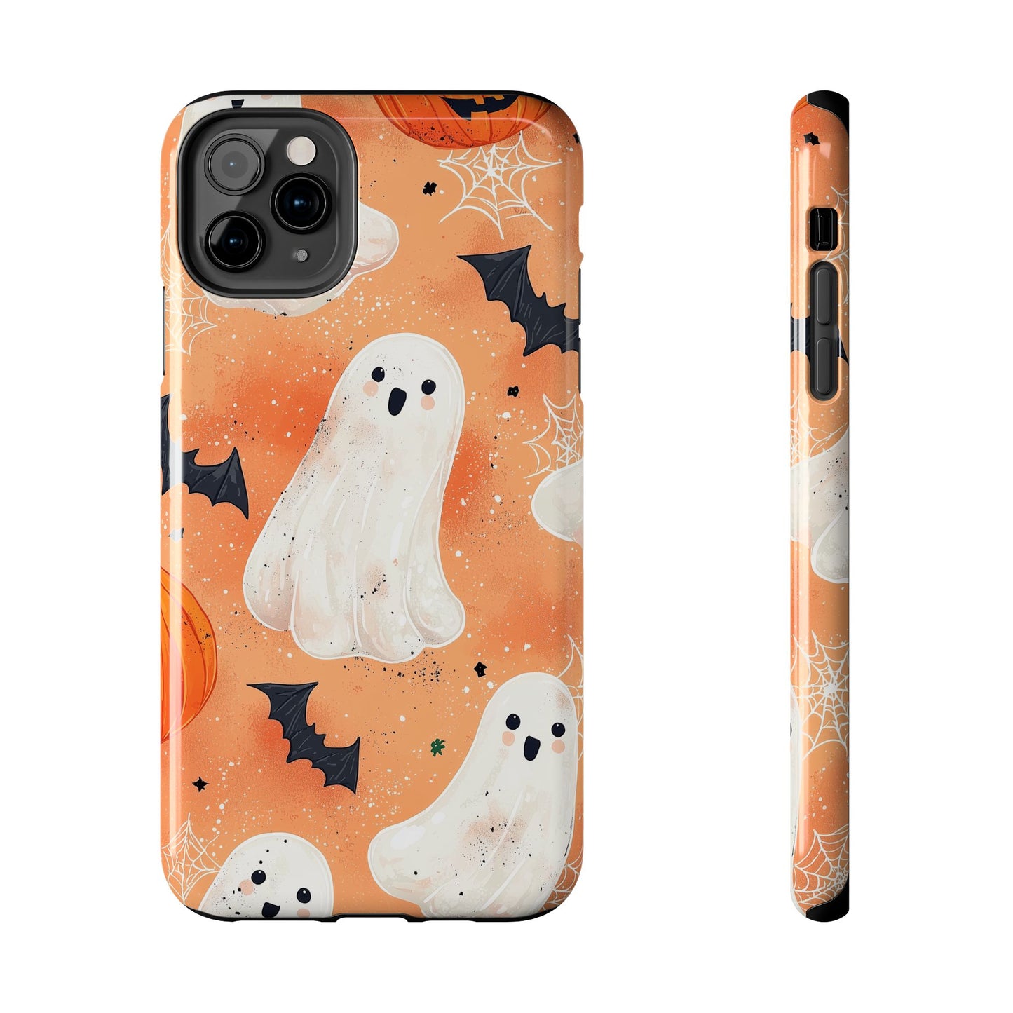 Spooky Cute Ghost iPhone Case – Halloween Ghosts, Pumpkins, Bats & Cobwebs Design