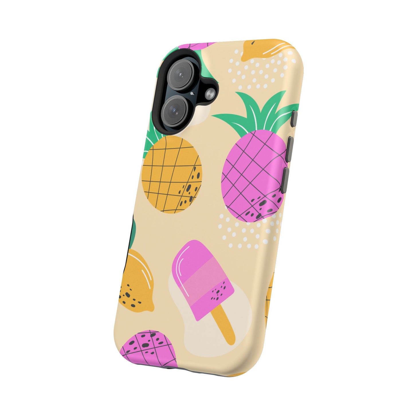 Tropical Pop MagSafe iPhone Case – Fun Pineapple & Lemon Design with Vibrant Summery Colors