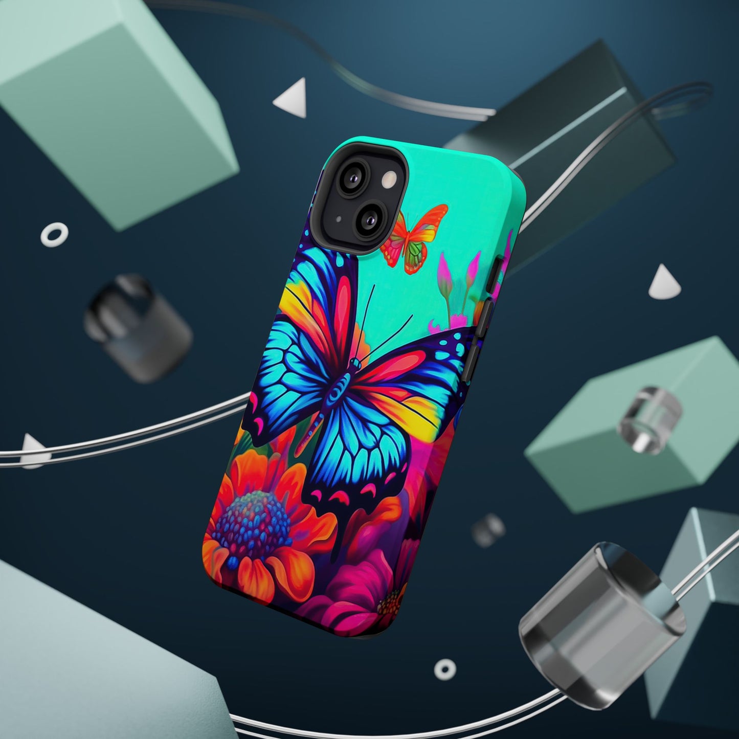 Vivid Butterfly & Floral Burst - MagSafe iPhone Case