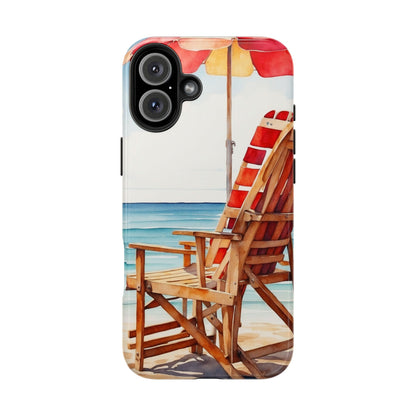 Beach Bliss iPhone Series Case – Relaxing Seaside Chair and Umbrella Design