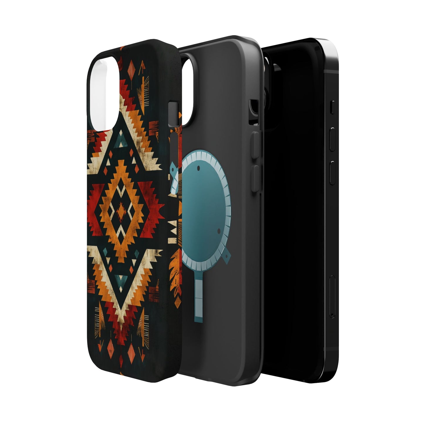 Southwestern Tribal Diamond Tough MagSafe iPhone Case – Bold Geometric Pattern, Dual-Layer Protection