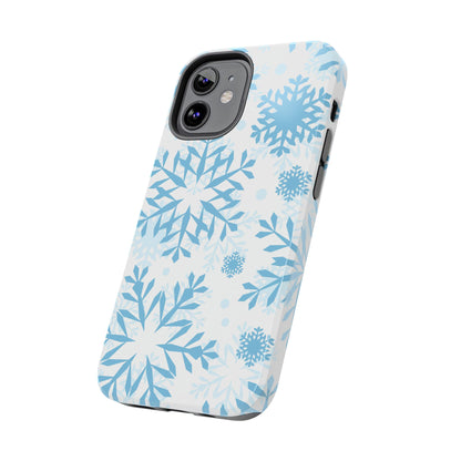 Frosty Blue Snowflakes iPhone Case – Shockproof, Smooth Matte Finish, Dual-Layer Design