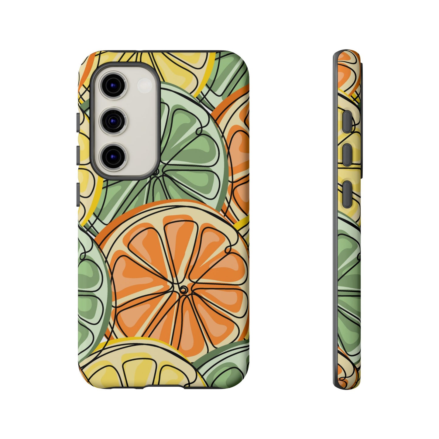 Citrus Zest Tough Samsung Galaxy Case – Bold Lime, Lemon, and Orange Design, Shockproof Protection - BOGO Cases